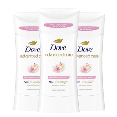 Dove Advanced Care Antiperspirant Deodorant for Women Sakura Blossom Yuzu 3 pack 72 hour sweat and odor protection 2.6 oz