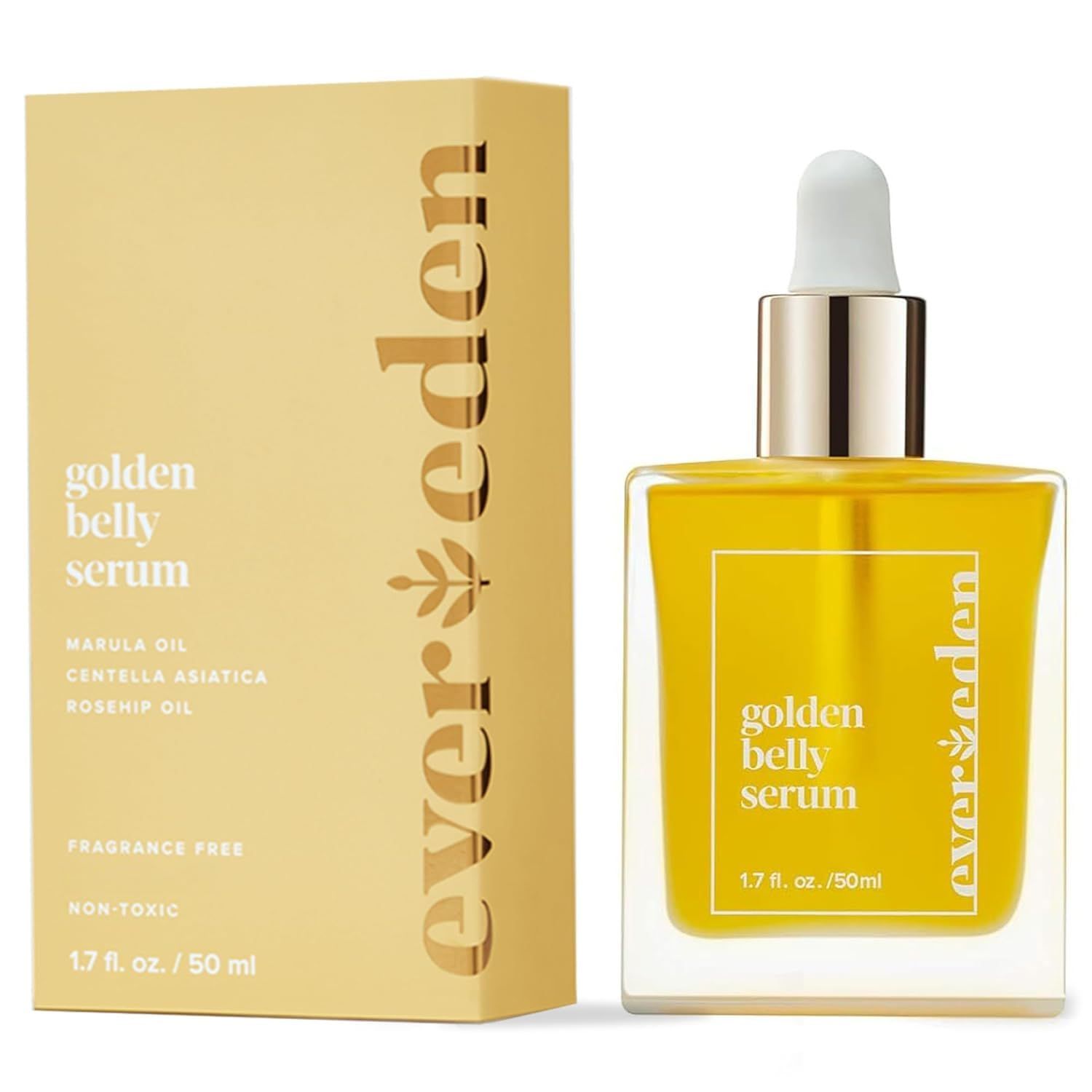 Evereden Golden Belly Serum, 1.7 fl oz. Clean Vegan Women&#39;s Belly Oil for Pregnancy and Postpartum Clean Maternity Skincare Non-Toxic Stretch Mark Oil