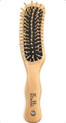 Bamboo Bristle Hair Brush, Wooden Scalp Massager Brush, Wooden Detangler Comb for Hair Growth, Wooden Hair Comb with Handle for Women and Men
