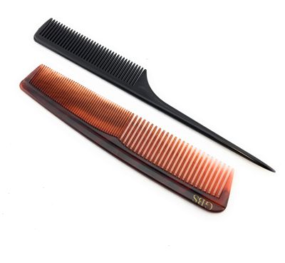 G.B.S Soft Red Scalp Massager Soft Pocket Comb 7in Styling Comb and 8in Pin Tail Comb for Hair, Pack of 6
