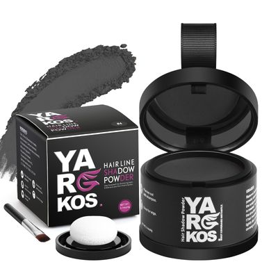 Yargkos Hairline Shadow Powder, Dark Gray, Root Touch Up Powder for Instantly Gray Hair Cover Up, Women Color Root Coverage for Thinning Grey, Mens Roots Concealer for Hair Loss Beard Line, 4