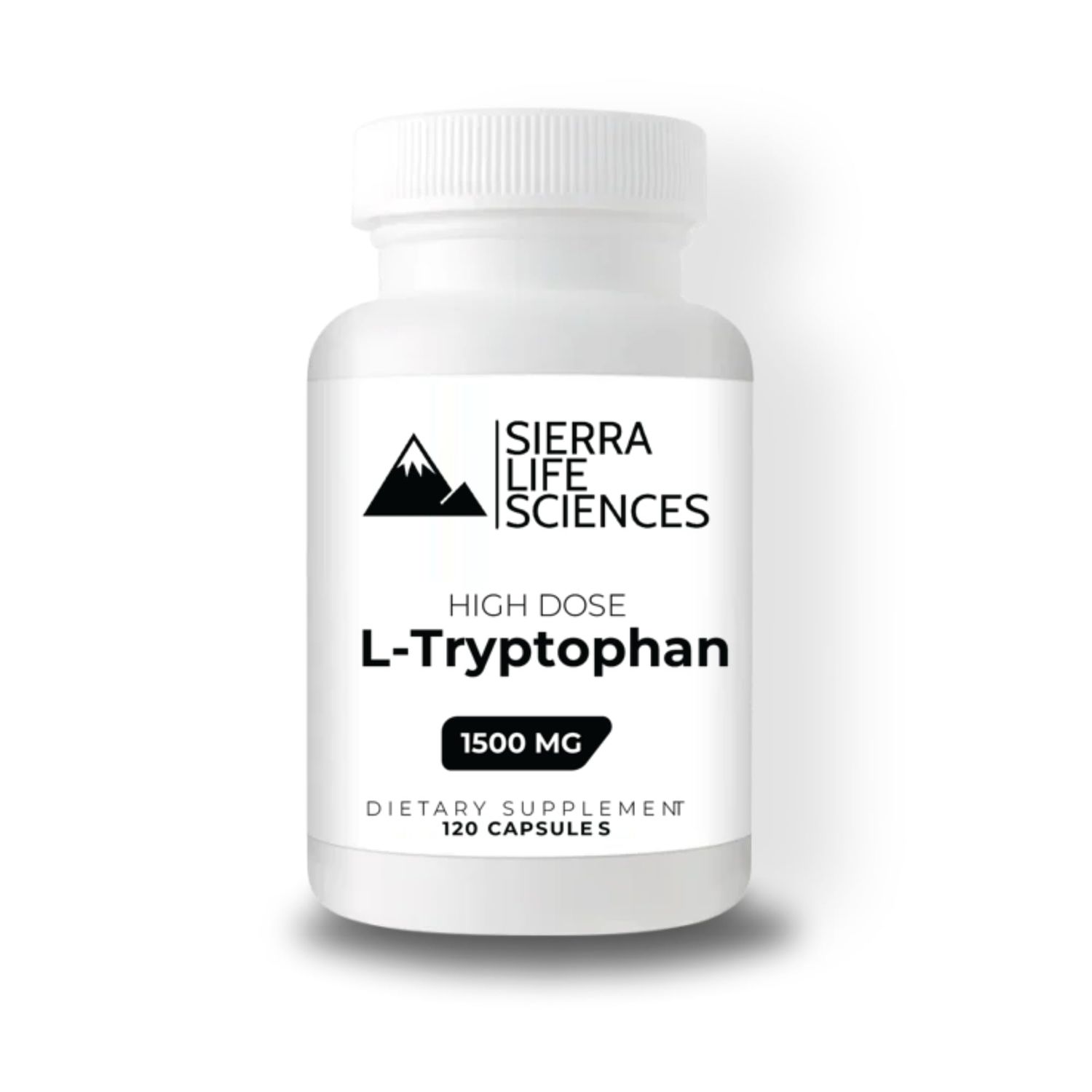 Sierra Life Sciences 1500mg High Dose L-Tryptophan Max in Easy-to-Swallow Capsules Gluten-Free, Non-GMO 40 Servings (Single)