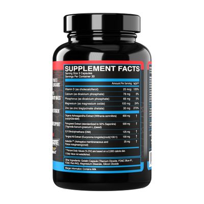 eFlow Nutrition Enflux Natural T Support with KSM-66 Ashwagandha - Supplement to Support Lean Body Mass for Men and Women - Fenugreek, DIM, Longjack AstraGin - 90 Capsules (30 Day Supply)
