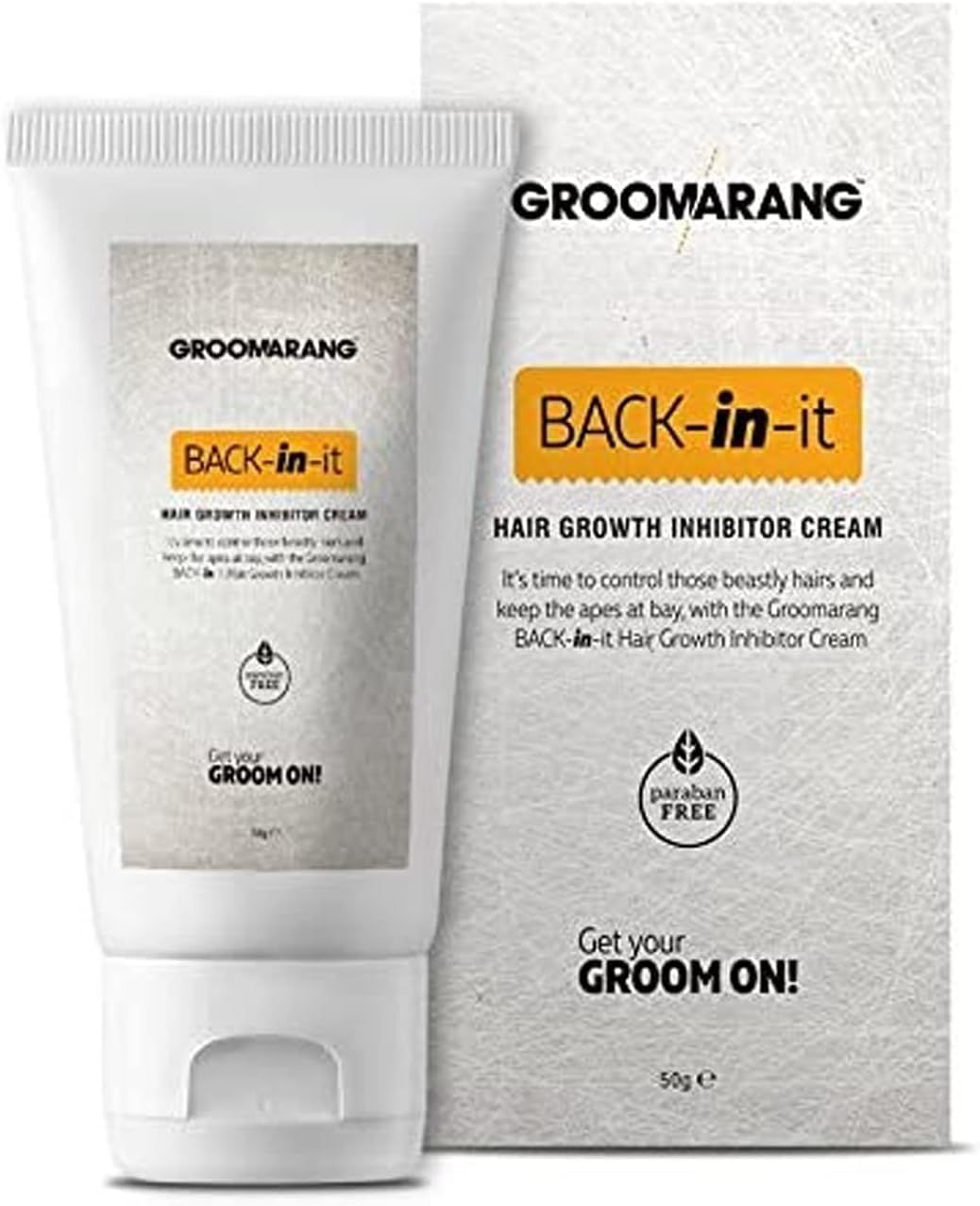 Groomarang Hair Growth Inhibitor Cream Permanent Body and Face Hair Removal - 50G