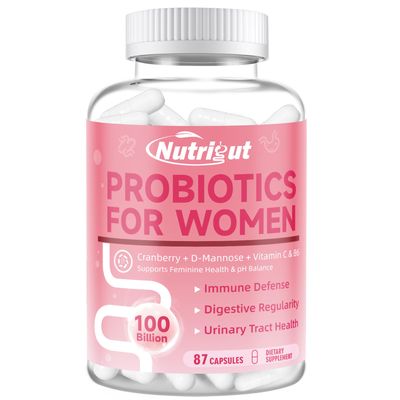 Probiotics for Women 100 Billion CFUs Probiotic and Prebiotics with Digestive Enzymes for Gut Health, Vaginal Probiotics with Cranberry and D-Mannose for Urinary Tract Health, pH Balance, 87 Capsules