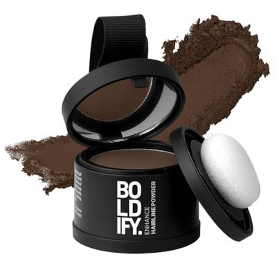 BOLDIFY Hairline Powder - Root Touch Up Hair Color for Gray Coverage - Bald Spot Concealing Hair Powder for Women Men - 48-Hour Stain-Proof - Medium Brown