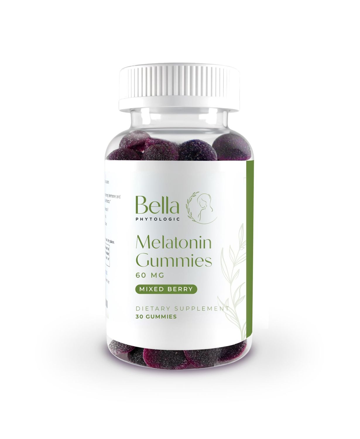 Bella High Dosage Melatonin Gummies 60mg Per Serving Natural Strawberry, Elderberry Blueberry Flavor Potent Extra Strength High-Dose Formulation