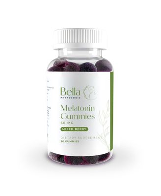 Bella High Dosage Melatonin Gummies 60mg Per Serving Natural Strawberry, Elderberry Blueberry Flavor Potent Extra Strength High-Dose Formulation