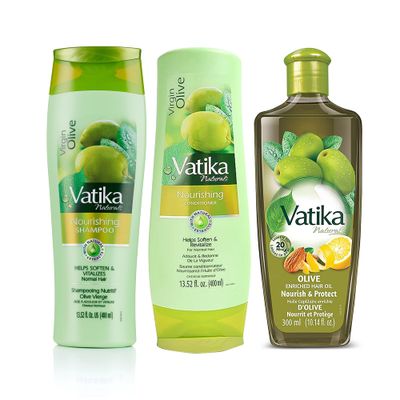 Dabur Vatika Naturals Shampoo, Conditioner and Hair Oil Set (Olive) - 400 400 300ml