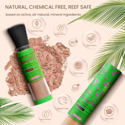 Sunny Chick Tinted Sunscreen Powder- Brush-On Mineral Sunblock SPF30 .23OZ (Medium)