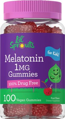 Carlyle Kids Melatonin Gummies 1 mg 100 Count Fruit Flavor Gummy Vegan, Non-GMO, Gluten Free by Lil Sprouts