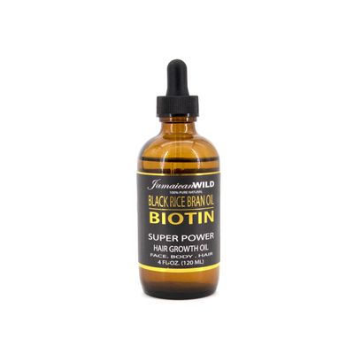 Jamaican Wild Black Rice Oil - BIOTIN Super Power Hair Growth Oil for Face, Body Hair (4 OZ)