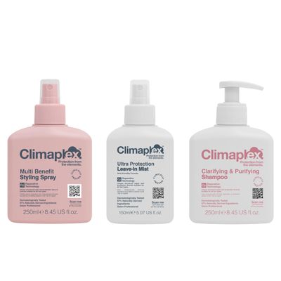 Climaplex Clarifying Shampoo, Leave-In Mist, Styling Spray Set - Cleanse and Detoxify Scalp, Protect from Heat, Control Frizz, Volumize Hair - 3 pcs