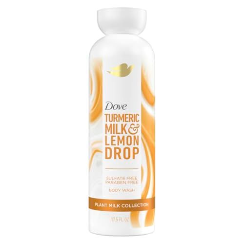 Dove Plant Milk Cleansing Body Wash Turmeric Lemon for Moisturized Skin Gentle Cleanser, No Sulfates or Parabens, pH balanced 17.5 fl oz