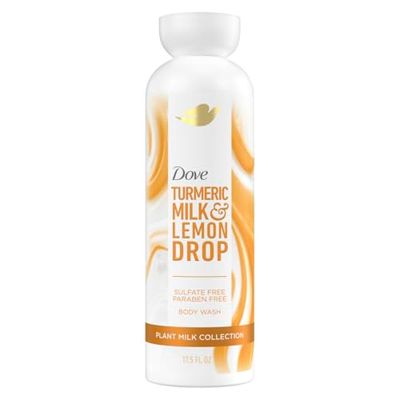 Dove Plant Milk Cleansing Body Wash Turmeric Lemon for Moisturized Skin Gentle Cleanser, No Sulfates or Parabens, pH balanced 17.5 fl oz