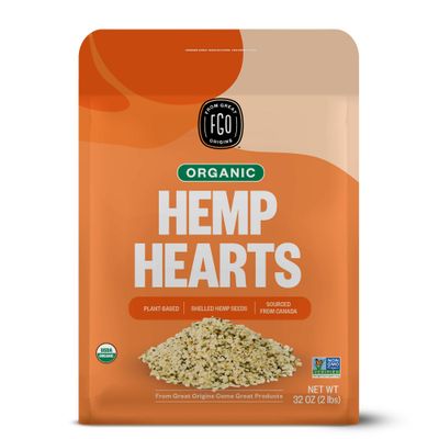 FGO Organic Hemp Hearts, Shelled Hemp Seeds, Imported from Canada, 32oz (Pack of 1)