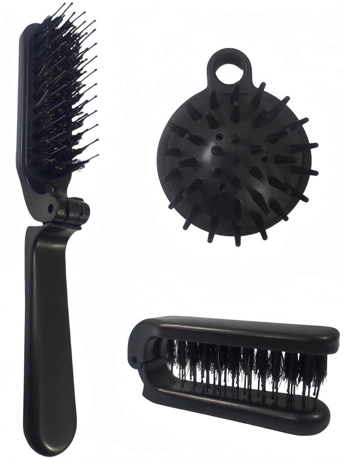 Foldable Pocket Hair Brush for Men and Women Travel Beard Scalp Folding Dandruff Scrubber Wet Detangling Brush and Comb Compact Portable