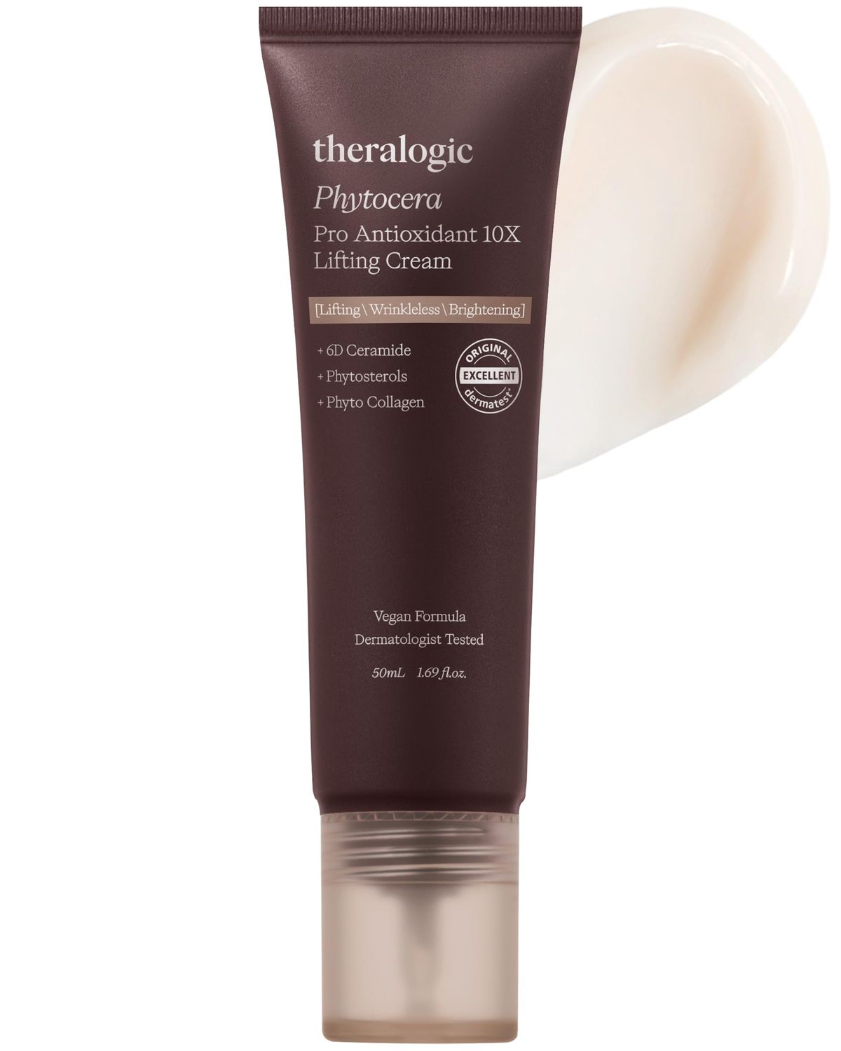 theralogic Phytocera Pro Antioxidant 10X Lifting Cream - Ceramide Skin Elasticity Nutrition Moisturizer with Collagen, Hyaluronic Acid - Vegan and Dermatologically Tested, 1.69 oz.