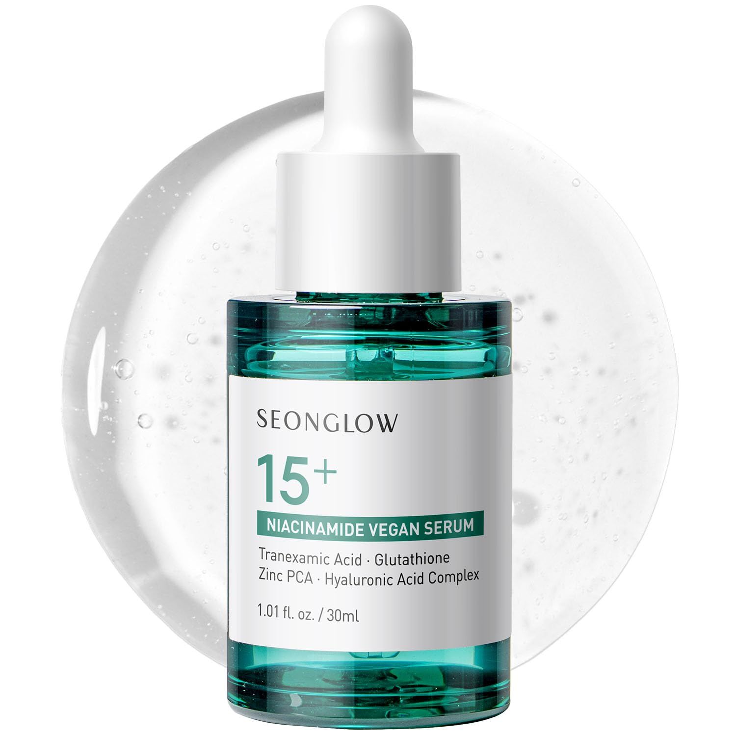 SEONGLOW 15 Vegan Niacinamide 3 Tranexamic Acid Serum: Korean Skin Care Niacinamide serum - Pore Minimizer for Face, Glutathione, Zinc PCA, 1.01 fl.oz.(30ml)
