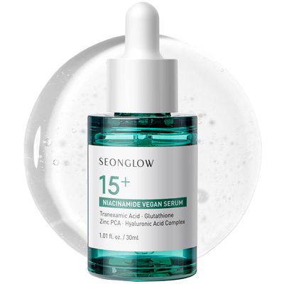 SEONGLOW 15 Vegan Niacinamide 3 Tranexamic Acid Serum: Korean Skin Care Niacinamide serum - Pore Minimizer for Face, Glutathione, Zinc PCA, 1.01 fl.oz.(30ml)