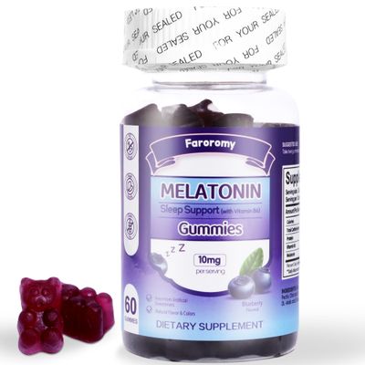 Faroromy Sleep Melatonin Gummies for Adults,10mg Melatonin Sleeping Supplement, Blueberry Flavored Gummy, 60 Count