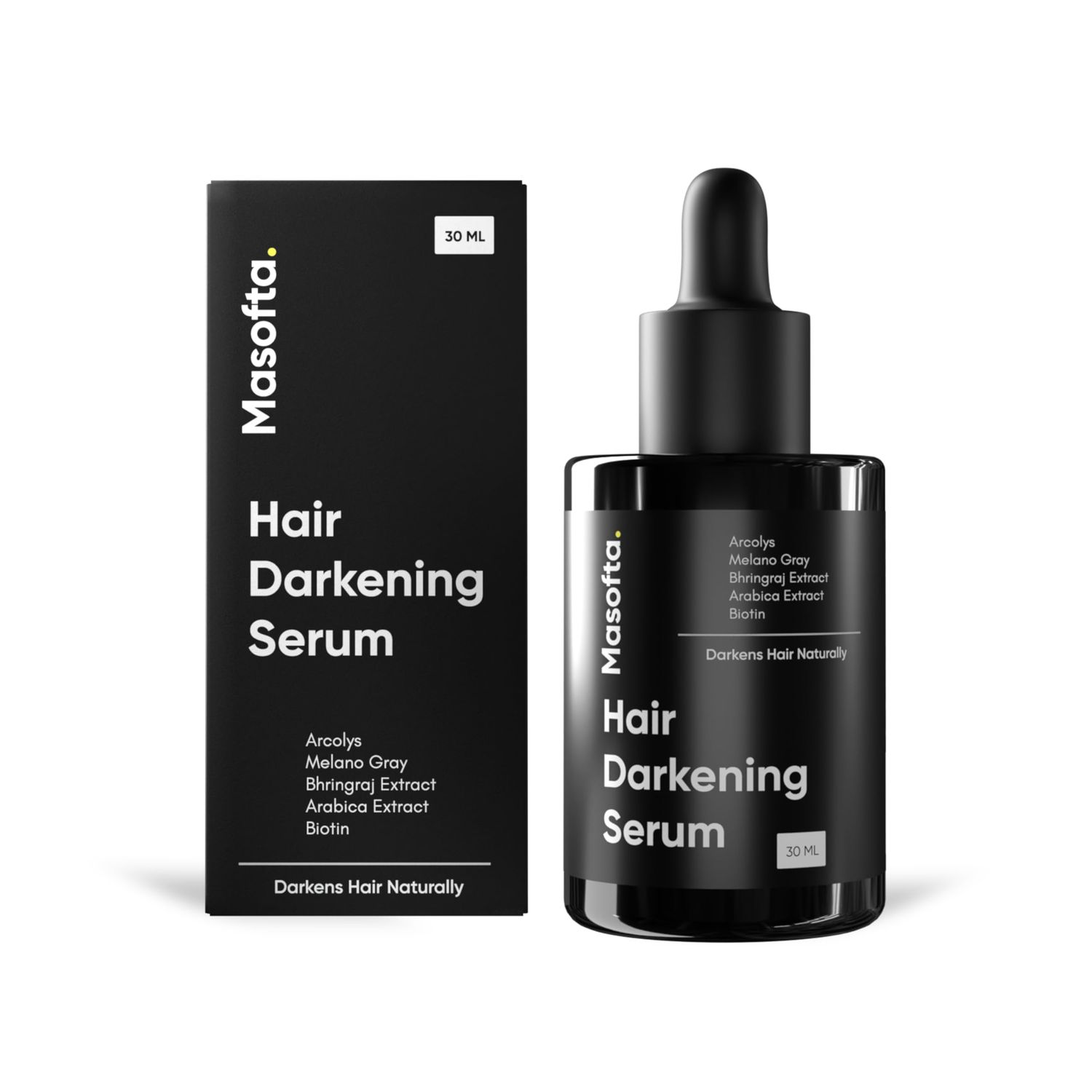 JUQOTU Masofta Hair Darkening Serum with Arcolys, Melano Gray, Biotin Bhringraj for Promoting Darker, Shinier Hair and Beard, Suitable for Both Men Women, 1.01 fl.oz.30 ml