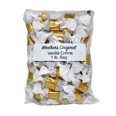 Bulk Werthers Original Hard Candy Bulk Candy Individually wrapped Werthers Caramel Candy 1 lb Individual Flavor Bag Ships in an Aromatik Resealable Pouch (Vanilla Crme)
