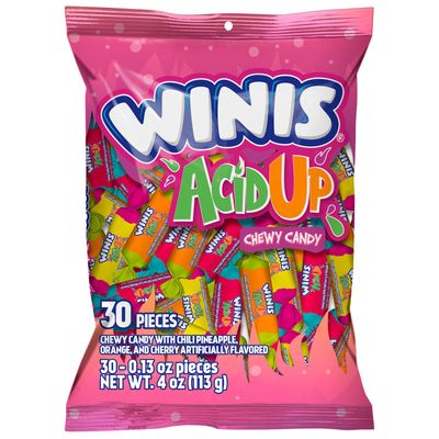 Winis Sour Spicy Variety Bag Chewy Candy - Taffy Candies 30 individually wrapped pieces - Size 4 Oz Candy Variety Bag