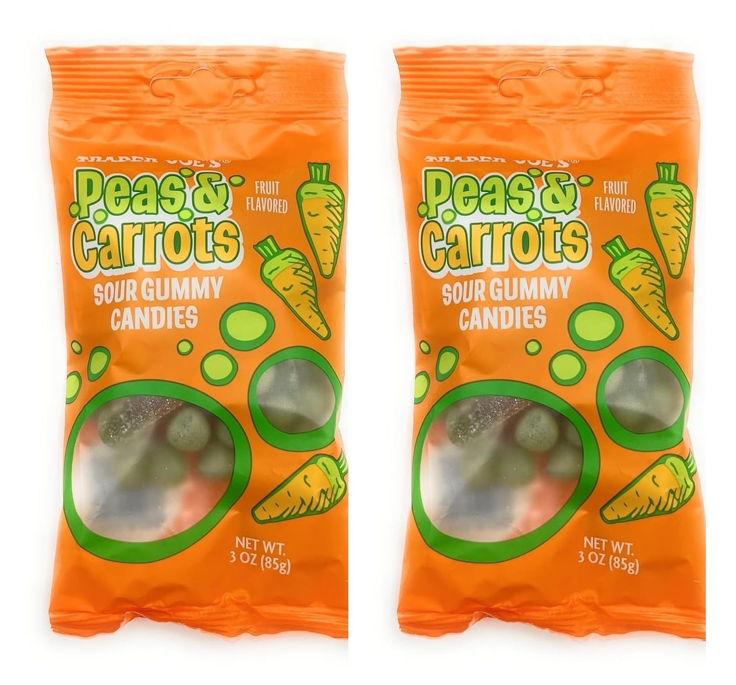 Peas Carrots Fruit Flavored Sour Gummy Candies 3oz85g - (Pack of 2)