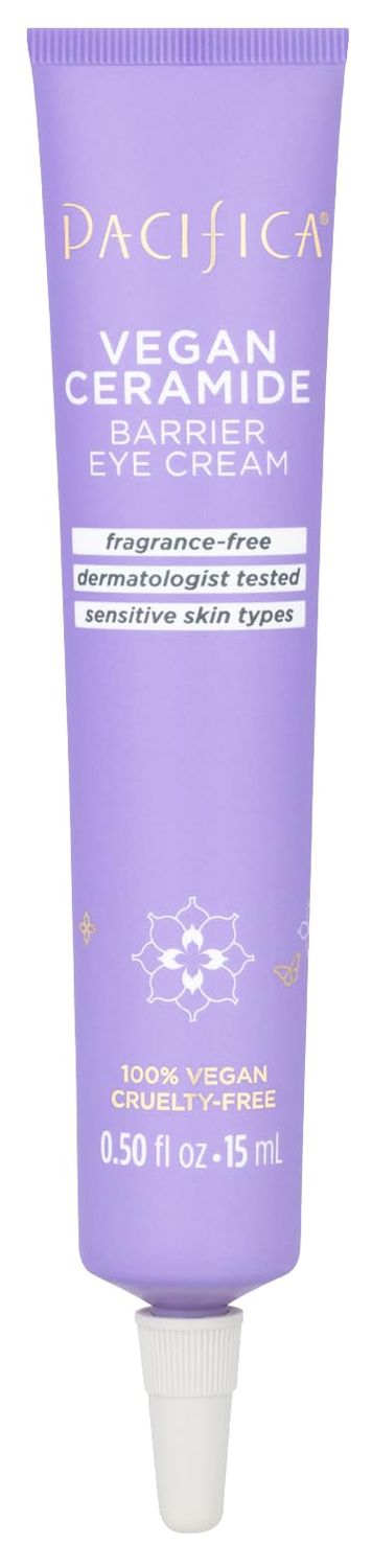 Pacifica Vegan Ceramide Barrier Eye Cream - Hydrating Under Eye Moisturizer for Dry, Sensitive Skin, Fragrance-Free Treatment for Dark Circles, Puffiness Fine Lines Dermatologist Tested Clean Beauty