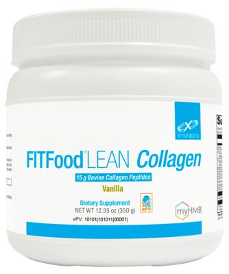 XYMOGEN FIT Food Collagen - Bovine Collagen Peptides Powder with HMB Vitamin D3-15g Collagen Protein to Support Muscle Recovery Collagen Production - Vanilla Flavor (12.35 oz)