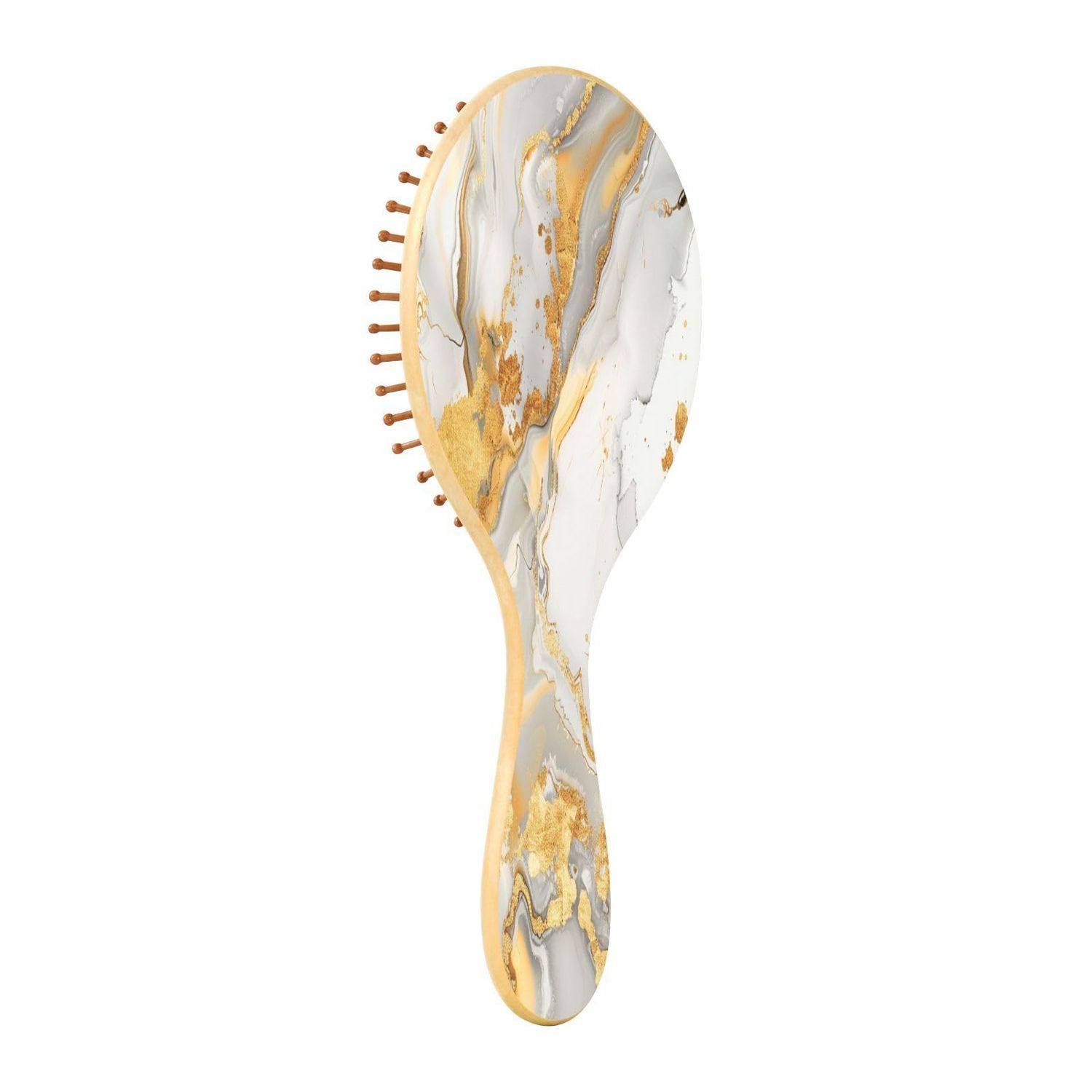 ALAZA White Gold Marble Hair Brush Wooden Air Cushion Massage Comb for Men and Women