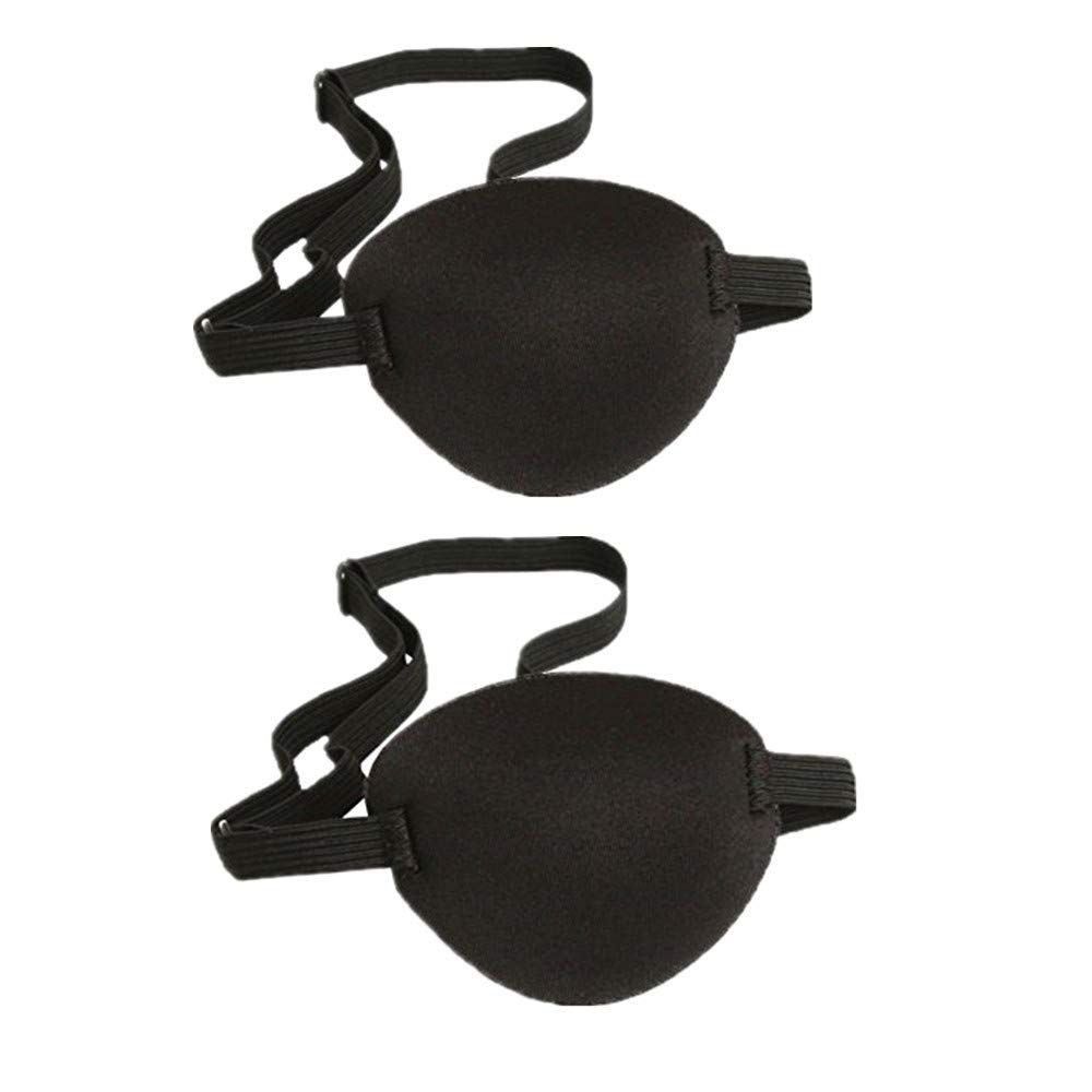 RUITASA 2 Pcs Adult Kid&#39;s Black Adjustable Soft and Comfortable Pirate Eye Patch Single Eye Mask for Amblyopia Lazy Eye