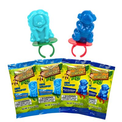 Teddy Pop Friends Ring Lollipops 30 Ct Individually Wrapped Blue Raspberry Cotton Candy Flavors Fun Animal Shaped Treats Perfect for Parties, Holidays Classrooms Goody Bags