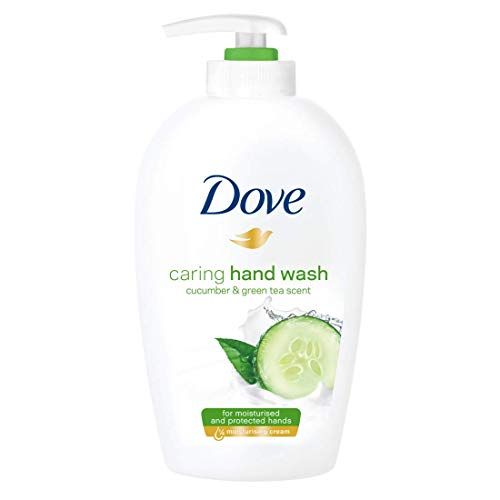 Dove Caring Hand Wash Cucumber Green Tea Scent PH Balanced Scented Moisturizing Hand Soap for Working Hands and Dry Hands 8.45 Oz