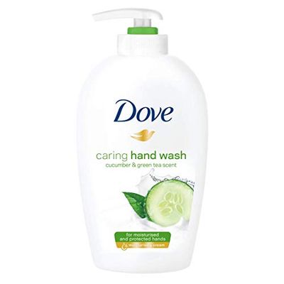 Dove Caring Hand Wash Cucumber Green Tea Scent PH Balanced Scented Moisturizing Hand Soap for Working Hands and Dry Hands 8.45 Oz