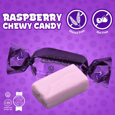 Zazers Purple Chewy Foil Candy - 1 Pound - Raspberry Flavor - Individually Wrapped, Perfect for Color Themed Party Decor, Great for Office, Reception, Buffet, Kosher, Gluten-Free, Nut-Free