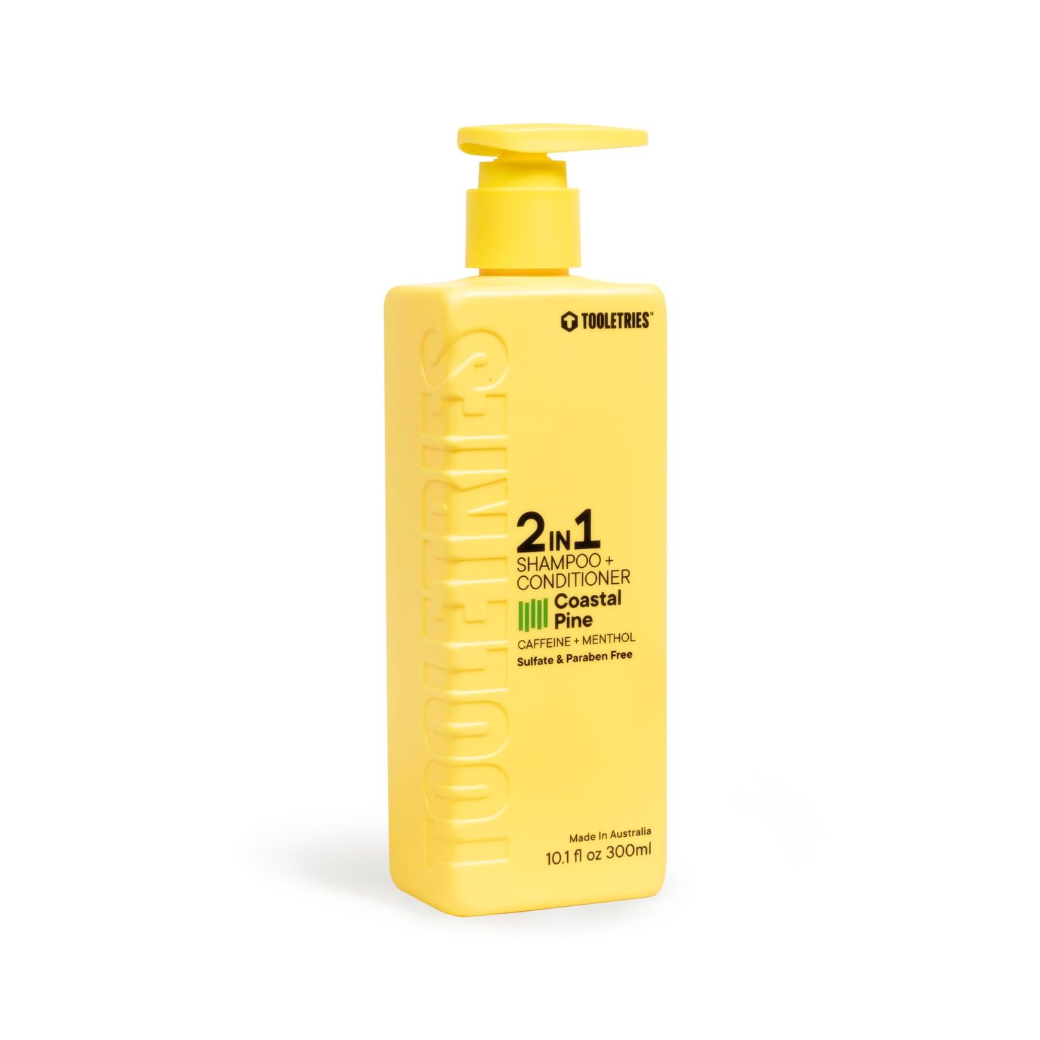 TOOLETRIES 2-in-1 Coastal Pine Men&#39;s Shampoo and Conditioner - Pine Scented Hair Wash with Menthol and Caffeine to Promote Hair Growth, Sulfate and Paraben Free - 10.1 oz 300ml