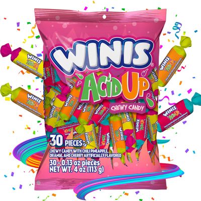 Winis Sour Spicy Variety Bag Chewy Candy - Taffy Candies 30 individually wrapped pieces - Size 4 Oz Candy Variety Bag
