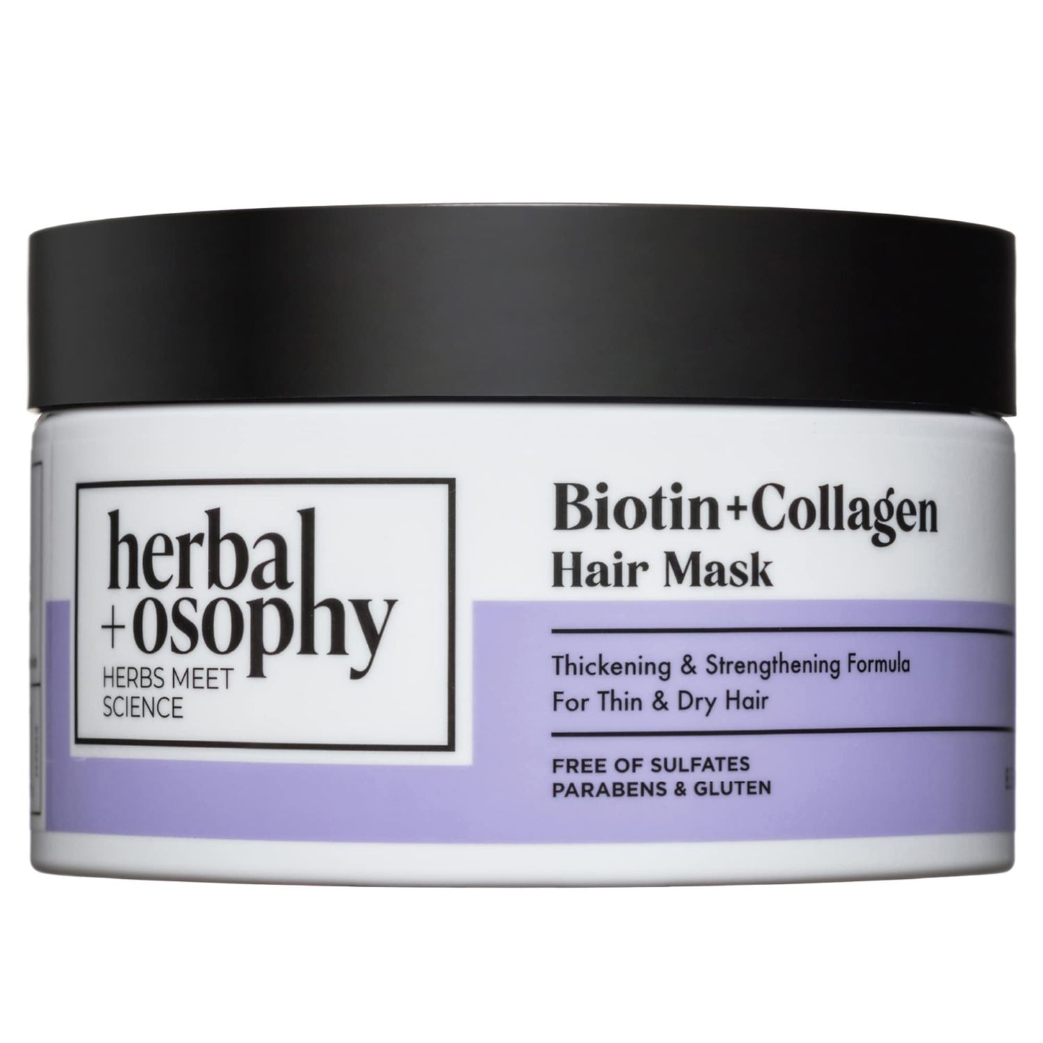 Herbalosophy Bitoin Collagen Hair Mask - Thickening Strengthening Formula for Thin Dry Hair - Salon-Quality Haircare with Natural, Healthy Ingredients. Vegan. Sulfate Paraben Free. 8.5oz