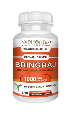 Vadik Herbs Organic Bringraj Bhringraj (Eclipta erecta, Eclipta alba) Powder 100 Vegicaps Promotes Healthy Hair Growth