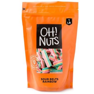 Oh! Nuts Sour Belts: Sour Mystic - Resealable 1 lb Bulk Bag - Rainbow - Gummy - Candies - All Occasion - Birthday Parties Bulk Candy - Kids - Adults