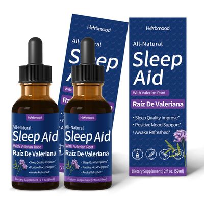 Herbmood Valerian Root Sleep Support Drops, Gotas de Manzanilla y Flor de Jamaica y Valeriana para Dormir, Nature Herbal Extract Liquid for Deep Sleep. 4oz