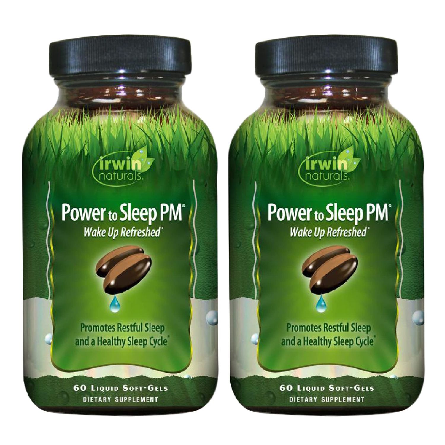 Irwin Naturals Power to Sleep PM - 60 Liquid Soft-Gels, Pack of 2 - with Melatonin, GABA, Ashwagandha, Valerian Root L-Theanine - 60 Total Servings