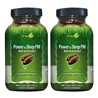 Irwin Naturals Power to Sleep PM - 60 Liquid Soft-Gels, Pack of 2 - with Melatonin, GABA, Ashwagandha, Valerian Root L-Theanine - 60 Total Servings