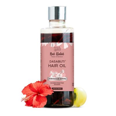 Nat Habit Hibiscus Amla Hair Oil For Men Women, Promotes Hair Growth Thickness, Suitable For All Hair Types, Free From Paraffin, Mineral Oil, Preservatives Chemicals, 100ml