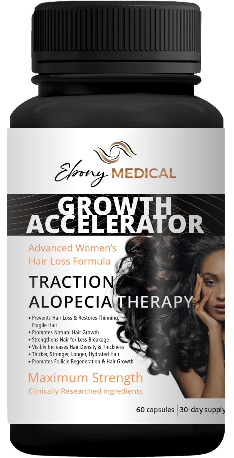 Ebony Medical Hair Regrowth Supplement for Women - Traction Alopecia Thinning Hair Support - Follicle Repair, Stronger Hair Growth Density - Keratin Boost, Natural Hair Vitamins - 30-Day Supply