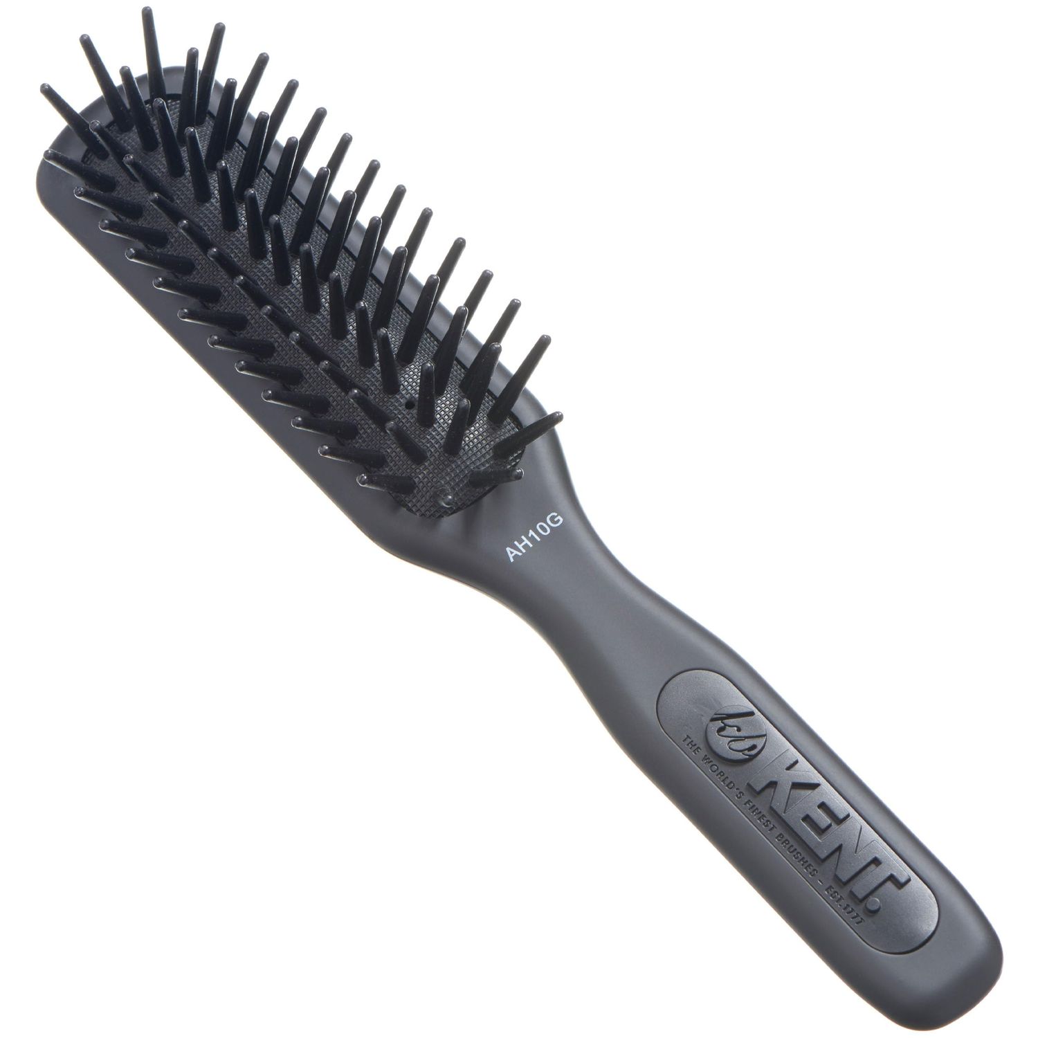 Kent AH10G Airhedz Pro Narrow Pin Hair Brush Narrow Cushion Paddle Brush - Taming Fat Pins, Detangling Long Thick and Curly Hair, Scalp Massager and Growth Stimulator for All Hair Types(Fat Pin, Grey)