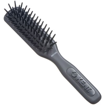 Kent AH10G Airhedz Pro Narrow Pin Hair Brush Narrow Cushion Paddle Brush - Taming Fat Pins, Detangling Long Thick and Curly Hair, Scalp Massager and Growth Stimulator for All Hair Types(Fat Pin, Grey)