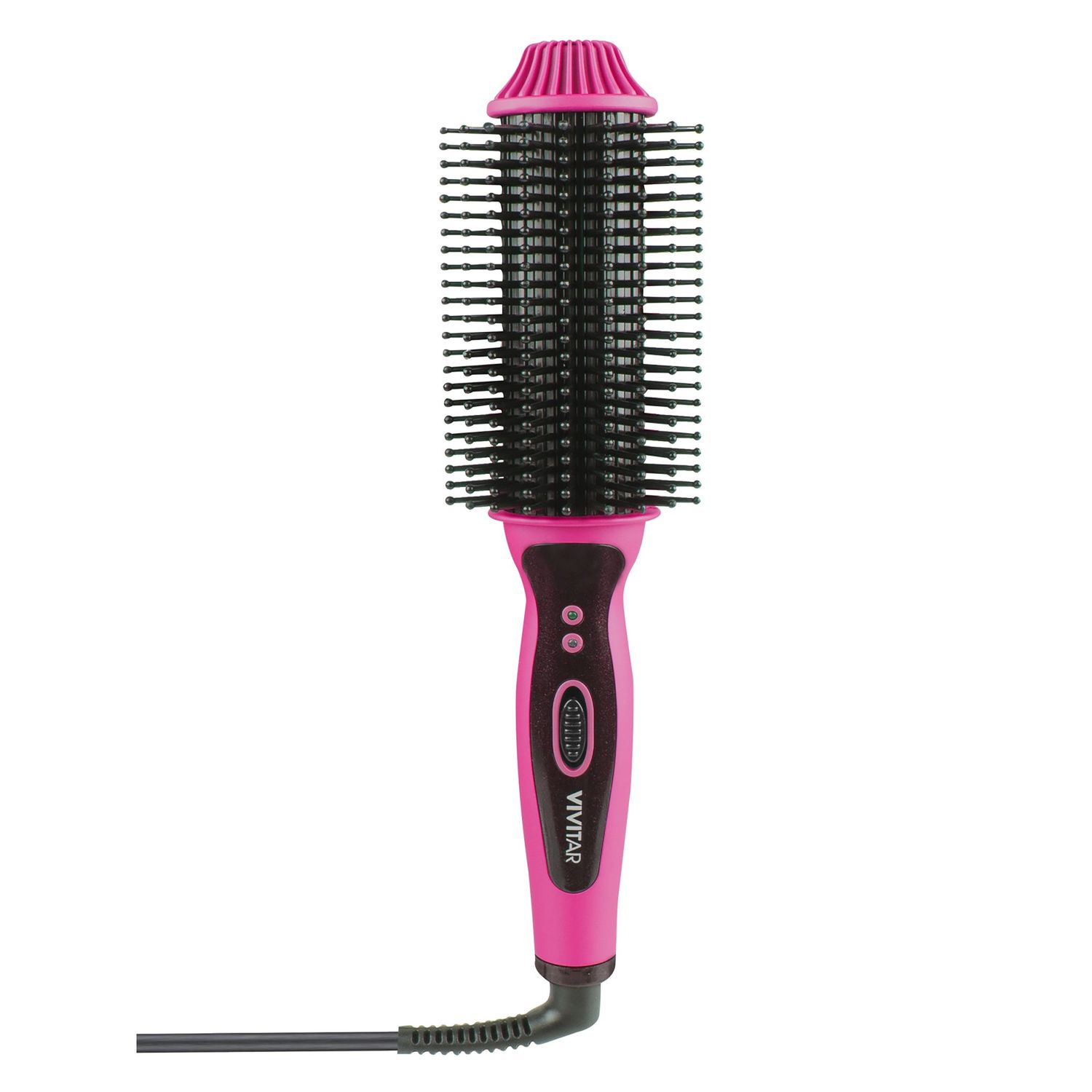 Vivitar Ceramic StraighteningCurling Hair Brush, Pink (PG-7250-PNK)